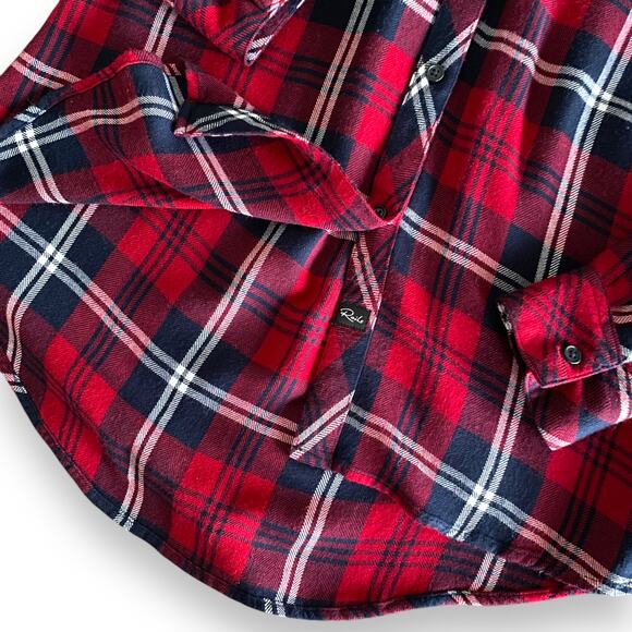 Rails Hunter Plaid Flannel Shirt S/M Cherry Red Navy White Button Long Sleeve - Picture 4 of 13